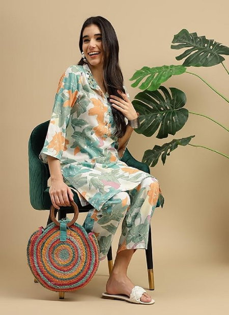 Rainbow by NSF Stylish Rayon Printed Wholesale Kurti With Bottom Suppliers In Mumbai